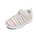 thumbnail image 1 of Psesaysky Colorful Stripes Sneakers for Kids Girls Comfortable Wear-Resistant Velcro Sports Shoes Gift for Girls Size 11-15, 1 of 7