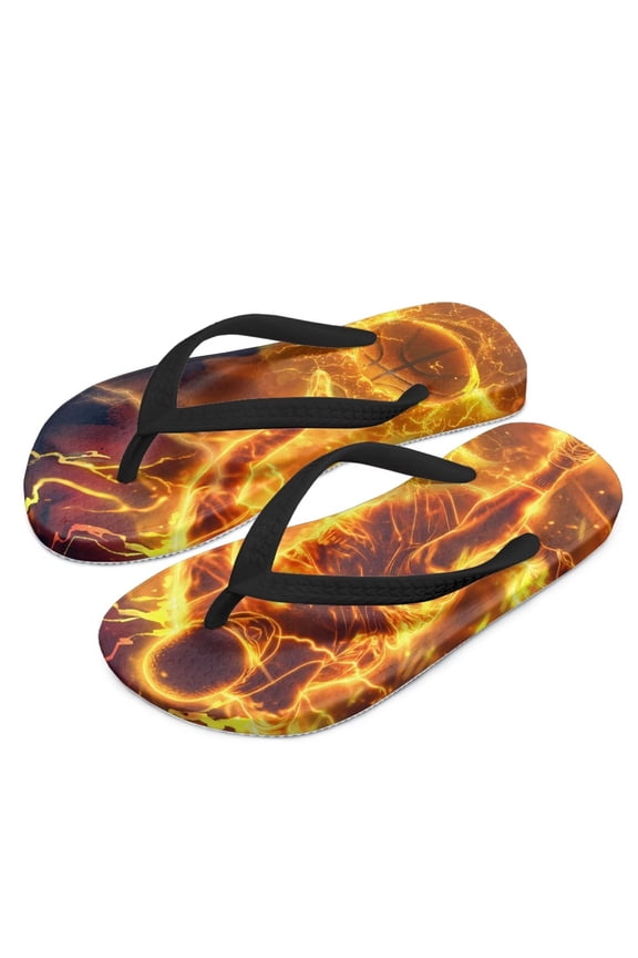 Cool Basketball Lightning Print Kids Flip Flop - Comfortable & Stylish Summer Sandal for Boys & Girls with Footbed & Non-Slip Sole Size 12