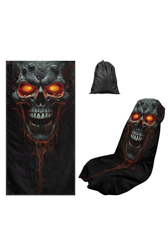 Cool Skull Print Car Seat Cover for Women 1 Pack Towel Car Seat Covers Front Seats Post Surfing Yoga Gym Workout Fits for Cars SUV Sedan Truck Bikini Cover Up