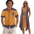 thumbnail image 1 of Psesaysky Couple Matching Hawaiian Outfits Orange Native Cami Dress for Women Summer Beach Cover up Tank Sundress or Mens Short Sleeve Shirts Button Down Hawaii Palm Aloha Shirts-M, 1 of 7