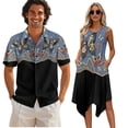 thumbnail image 1 of Psesaysky Couples Matching Hawaiian Outfit Butterfly Flower Print Mens Short Sleeve Shirts or Womens Sleeveless Tank Sundress with Pockets Beach Vacation Outfit Plus Size-2XL, 1 of 7