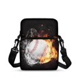 thumbnail image 1 of Psesaysky Cross Body Bags Fire Water Baseball , Two Zippers Crossbody Wallet for Travel, Stretch Polyester Small Messenger Bag for Men and Women, 1 of 7
