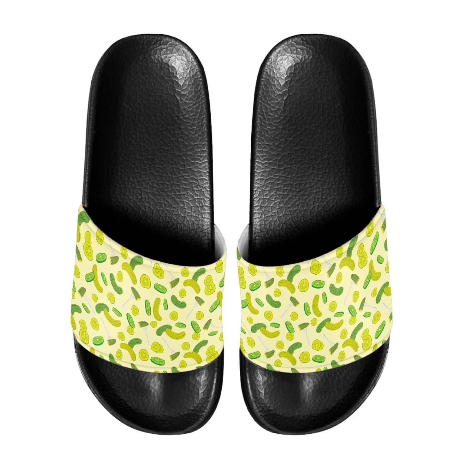 Psesaysky Cucumber Printed Slide Sandals For Women Girls Yellow And 