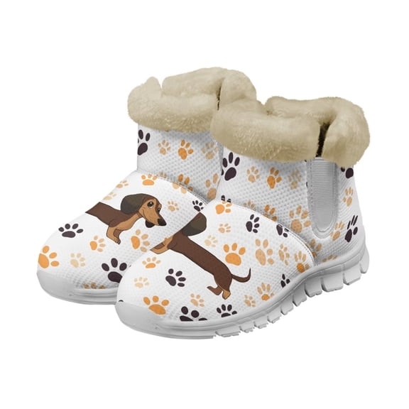 Psesaysky Cute Animal Snow Boots for Women Girls Warm Slip-on Fashionable and Wear-Resistant Ankle Boots Dachshund Print