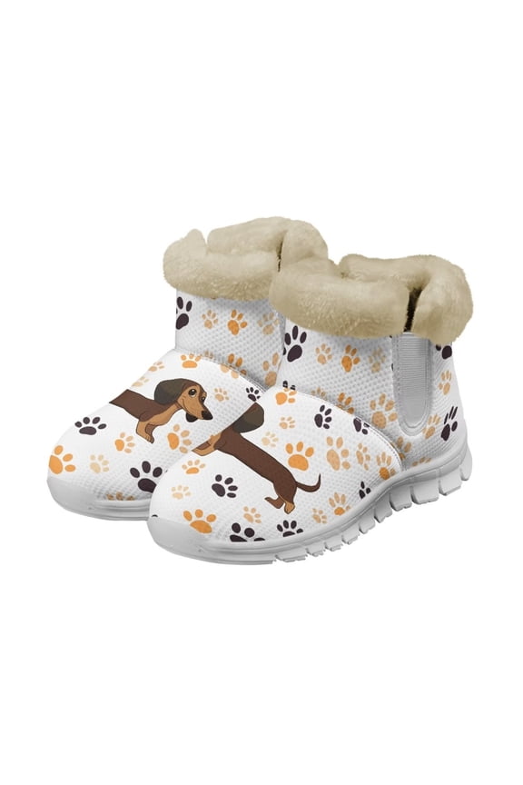 Cute Animal Snow Boots for Women Girls Warm Slip-on Fashionable and Wear-Resistant Ankle Boots Dachshund Print