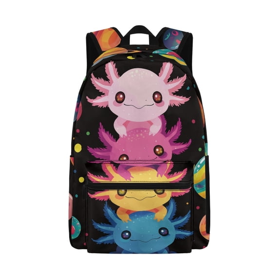 Psesaysky Cute Axolotl Space Backpack Set Kids Backpack Kids Backpack for Boys Girls Outdoor Sports Rucksack