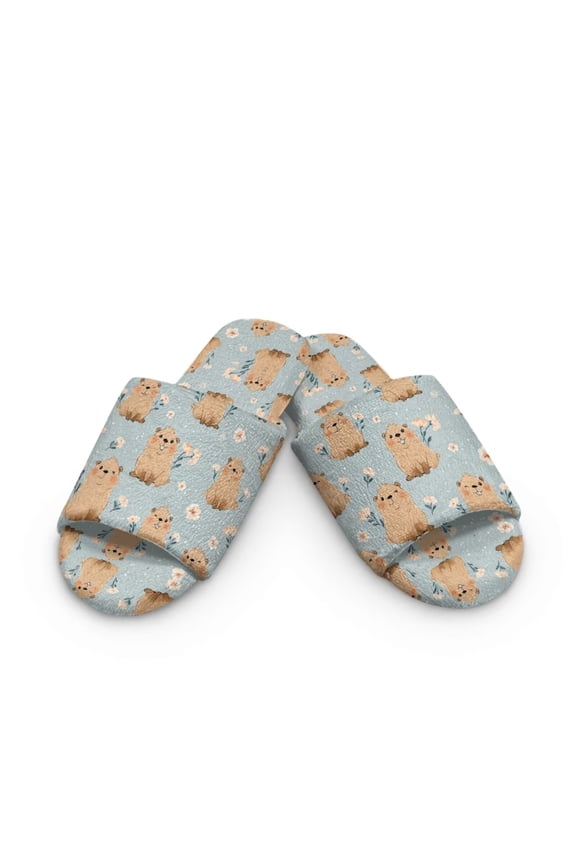 Cute Beavers Print Indoor Slippers for Women Lightweight House Bedroom Open Toe Slide Slipper Shoes Comfy Trendy Gift Slippers, Size 6-7