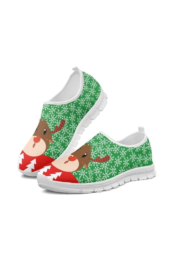 Cute Cartoon Deer Casual Shoes Walking Sneakers for School Slip-On Wear-Resistant Tennis Shoes for Girls Women