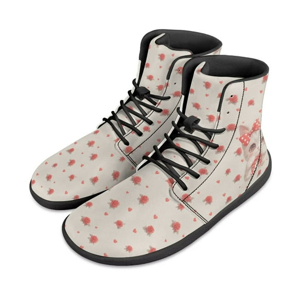 Psesaysky Cute Cats Floral Sneakers for Women Girls High-Top Barefoot Shoes Zero Drop Minimalist Shoes Size 6-13.5