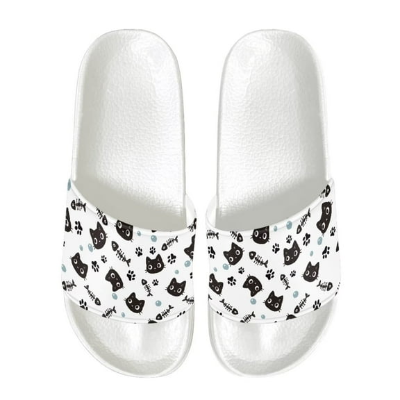 Psesaysky Cute Cats Printed Slide Sandals for Girls Summer Lightweight Flip-Flops Beach Sandals Size 6-13.5