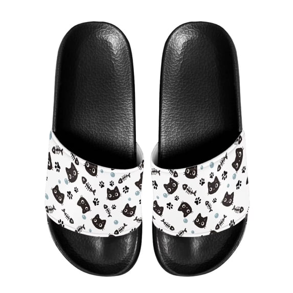 Psesaysky Cute Cats Printed Slide Sandals for Girls Summer Lightweight Flip-Flops Beach Sandals Size 6-13.5