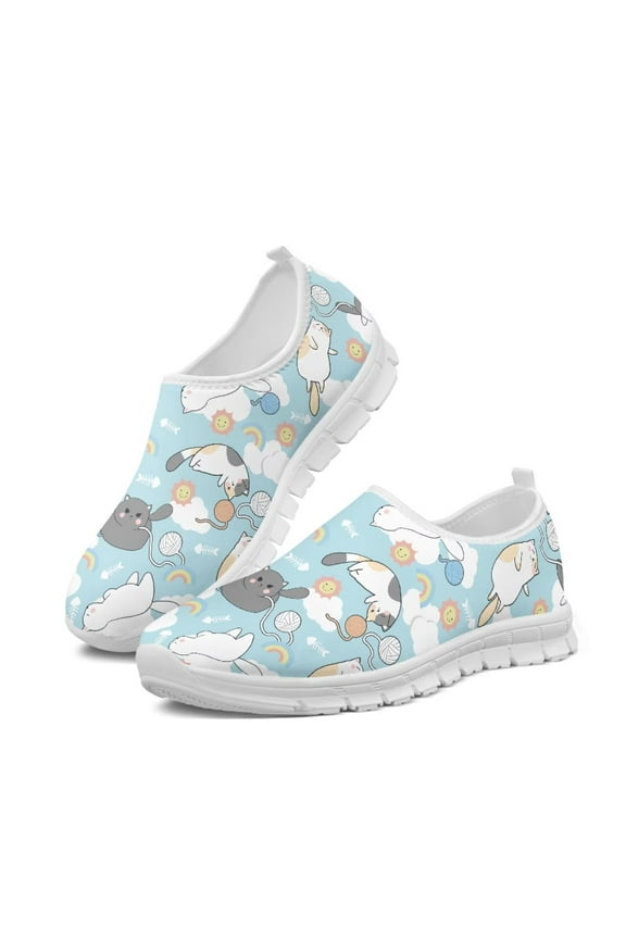 Cute Cats Sneakers Lightweight Breathable Walking Sneakers Small Animal Printed Shoes for Women Ladies Girls