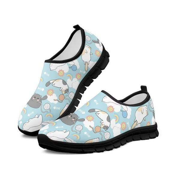 Psesaysky Cute Cats Sneakers Lightweight Breathable Walking Sneakers Small Animal Printed Shoes for Women Ladies Girls