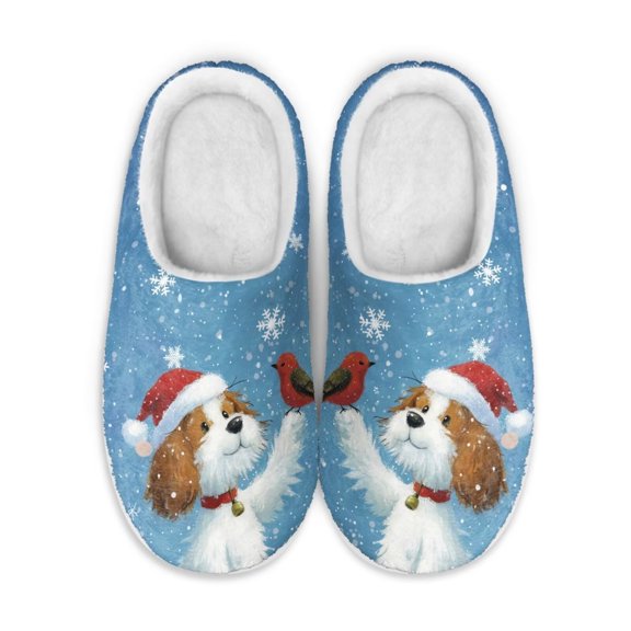 Psesaysky Cute Dog Cotton Slippers Women Non-Deformable High Rebound Slippers Winter Warm Fluffy Slippers Gift for Girls and Women