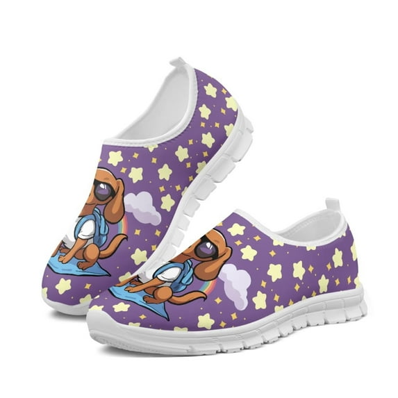 Psesaysky Cute Dogs Printed Casual Shoes for Women Big Girls Skin-Friendly Breathable Loafers Size 5.5-11.5