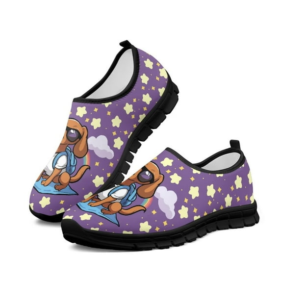 Psesaysky Cute Dogs Printed Casual Shoes for Women Big Girls Skin-Friendly Breathable Loafers Size 5.5-11.5
