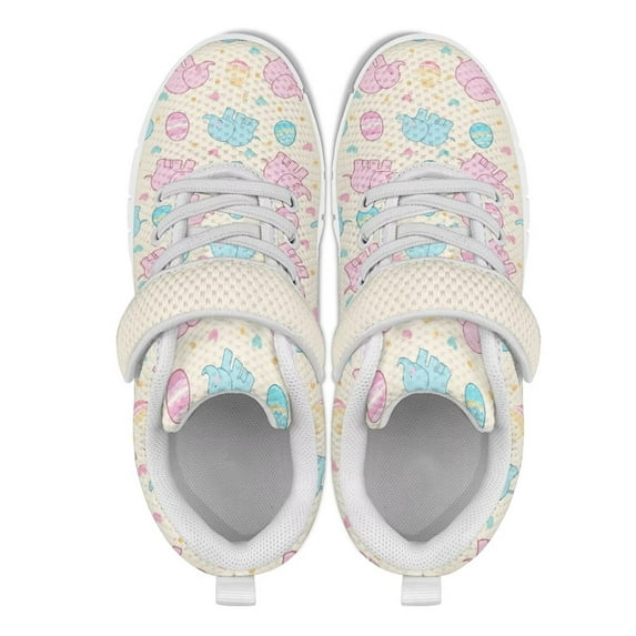 Psesaysky Cute Elephants Printed Sports Shoes Hook & Loop Sneakers Non-Slip and Wear-Resistant Running Shoes for Kids