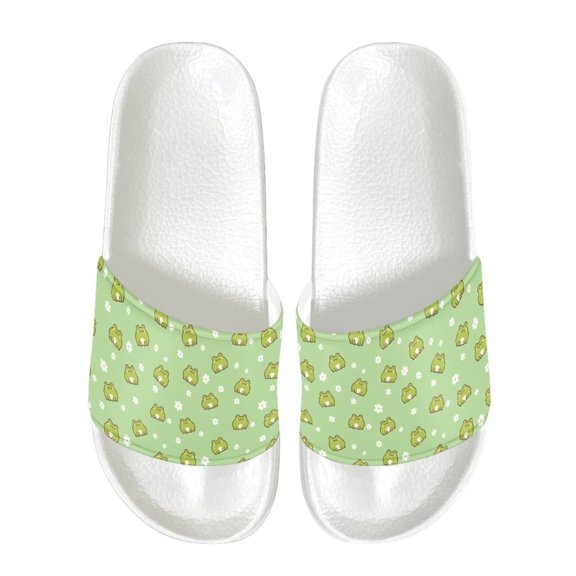 Psesaysky Cute Frogs Slide Sandals for Girls Women Summer Green Sandals for Beach Swimming Pool Lightweight Comfortable Beach Sandals