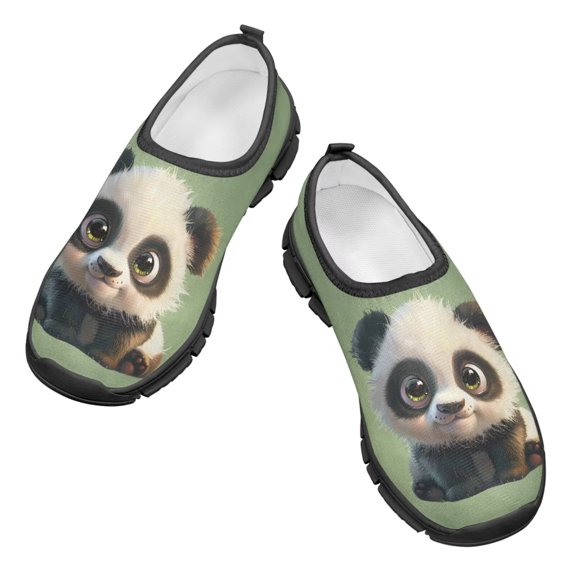 Psesaysky Cute Panda Printed Casual Shoes Children's Slip on Shoes Non-Slip Lightweight Breathable Loafers Size 11-15