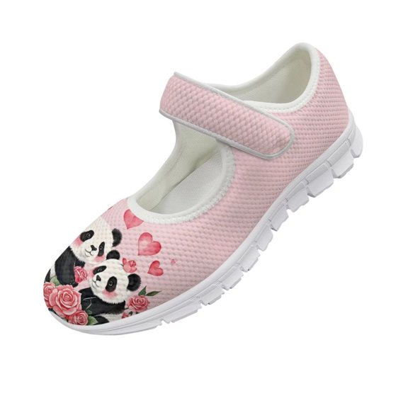 Psesaysky Cute Pandas Printed Casual Shoes Breathable Comfortable Walking Shoes Hook & Loop Shoes Valentine Gift for Wife Girlfriend