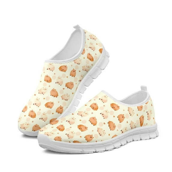Psesaysky Cute Pig Print Casual Shoes for Girls Women Slip on Comfortable Walking Shoes for School Size 5.5-11.5