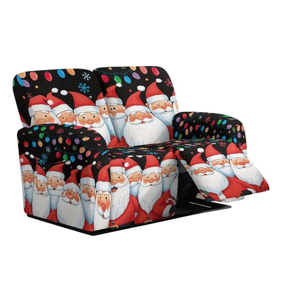 Psesaysky Cute Santa Claus Moon Stars Full Coverage Reclining Sofa Middle Console Cover 6-Piece Recliner Loveseat Cover Non-Slip Bottom