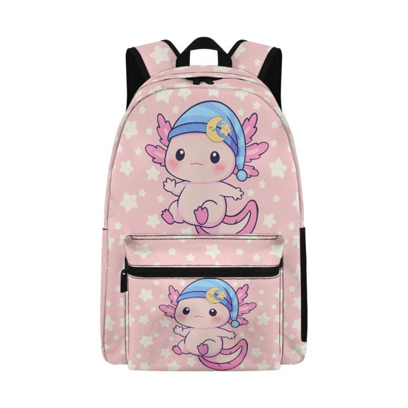 Psesaysky Cute Sleeping Axolotl School Bags for Teenager Boys Girls Laptop Backpack Daypack for Elementary Middle School