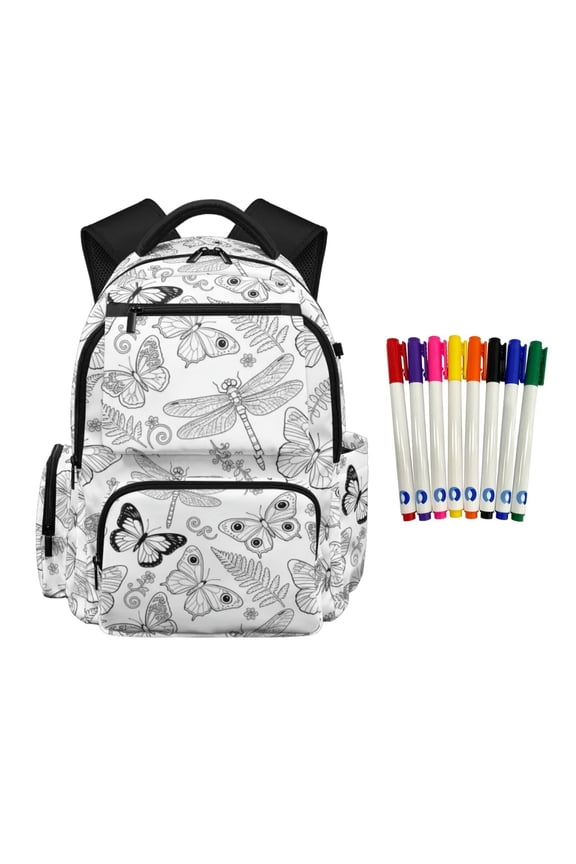 DIY Coloring Butterfly Backpack for Girls 6-8 Color Your Own Bookbag Kids Colorable School Bag with 8 Fabric Markers