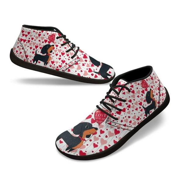 Psesaysky Dachshund Love Heart Printed Barefoot Shoes Gift for Girlfriend Wife Skin-Friendly Casual shoes Size 6-13.5