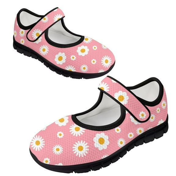 Psesaysky Dasiy Pink Casual Shoes with Hook & Loop for Girls Women Breathable Comfortable Stylish Sneakers Size 5.5-10
