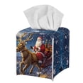 thumbnail image 1 of Psesaysky Decorative Car Tissue Holder, Santa Claus Sleigh Square Tissue Box Cover PU Leather Facial Paper Case Organizer Dispenser for Bathroom, Vanity Countertop, Night Stands, Desk, 1 of 7