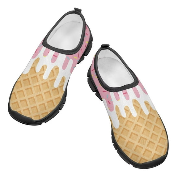 Psesaysky Delicious Cookies Print Shoes Slip-on Sneakers Light Breathable Loafers for Little Girls Size 11-15