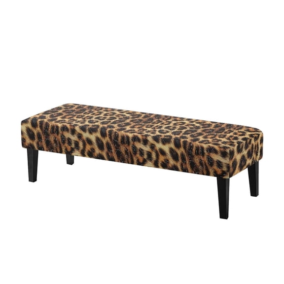 Psesaysky Dining Bench Cover, Stretch Bench Seat Covers Slipcover with Elastic Band Washable Rectangle Chair Protector for Dining Room, Bedroom (Brown Cheetah)