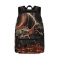 thumbnail image 1 of Psesaysky Dinosaur Lightning Fire Backpack Kids Vintage Denim Print School Bags Girls Bookbags, 1 of 7