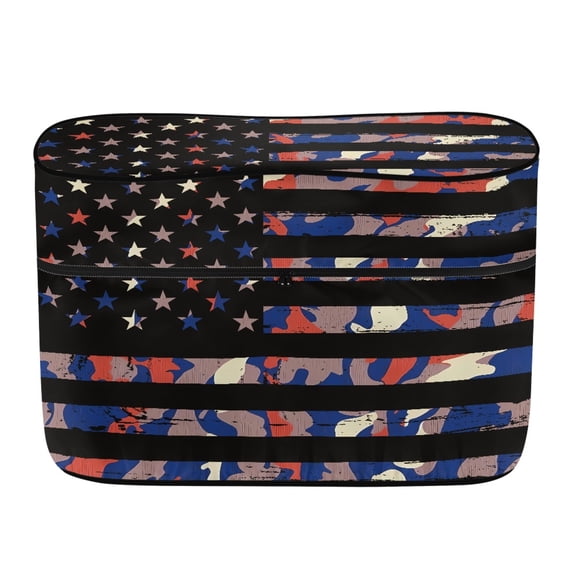 Psesaysky Distressed Camo American Flag Pattern RV Propane Tank Cover Waterproof for Camping Travel, Polyester Easy to Install Washable RV Dual Propane Tank Cover