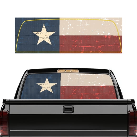 Psesaysky Distressed Texas Flag Truck Rear Window Decal 66.9" x 22.4" Truck Back Window Decal for Most Pickups, Vinyl Simple Install Car Rear Windshield Sunshade