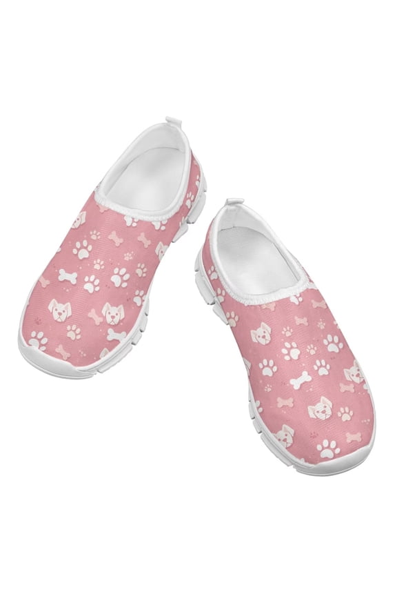 Dog Paw Casual Shoes Slip-on Walking Shoes for Little Girls Breathable Comfortable Loafers Size 11-15