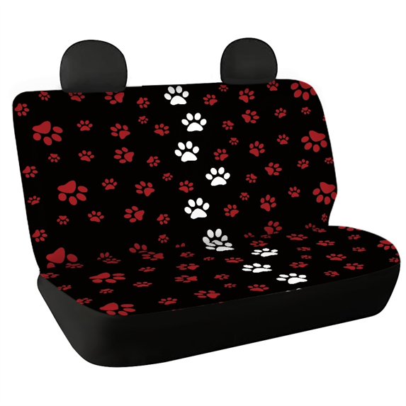 Psesaysky Dog Paw Print Rear Bench Seat Covers for SUV, 2 Piece Non-Slip Durable Back Seat Covers, Waterproof Dirt Proof Protection for Car Truck