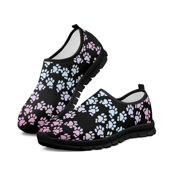 Psesaysky Dog Paw Printed Sneakers Women's Slip on Anti-Slip Breathable Walking Shoes Loafers Size 5.5-11.5