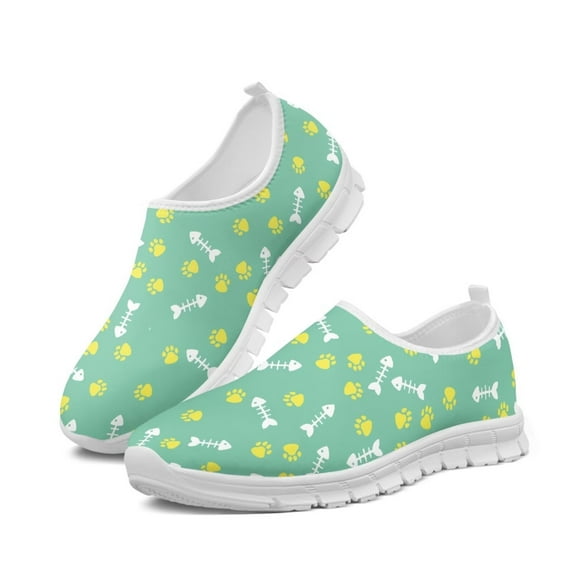 Psesaysky Dog Paw Printed Sneakers for Girls Women Light Wear-Resistant Casual Shoes Slip on Loafers Size 5.5-11.5