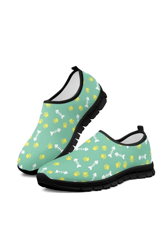 Dog Paw Printed Sneakers for Girls Women Light Wear-Resistant Casual Shoes Slip on Loafers Size 5.5-11.5