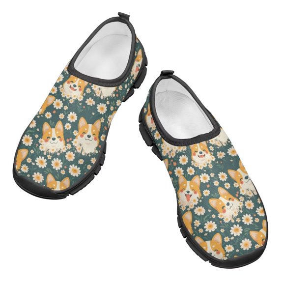 Psesaysky Dogs and Daisy Casual Shoes for Kids Girls Comfortable Durable Loafers Walking Shoes Size 11-15