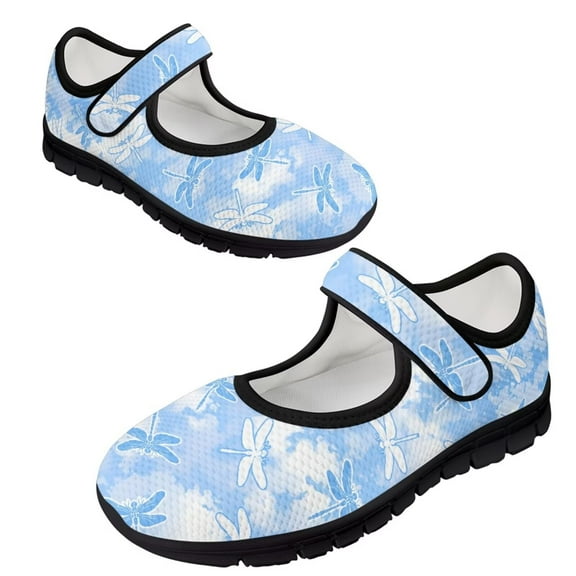 Psesaysky Dragonfly Print Blue Casual Shoes for Ladies Girls Comfortable Velcro Sneakers Tennis Shoes Size 5.5-10