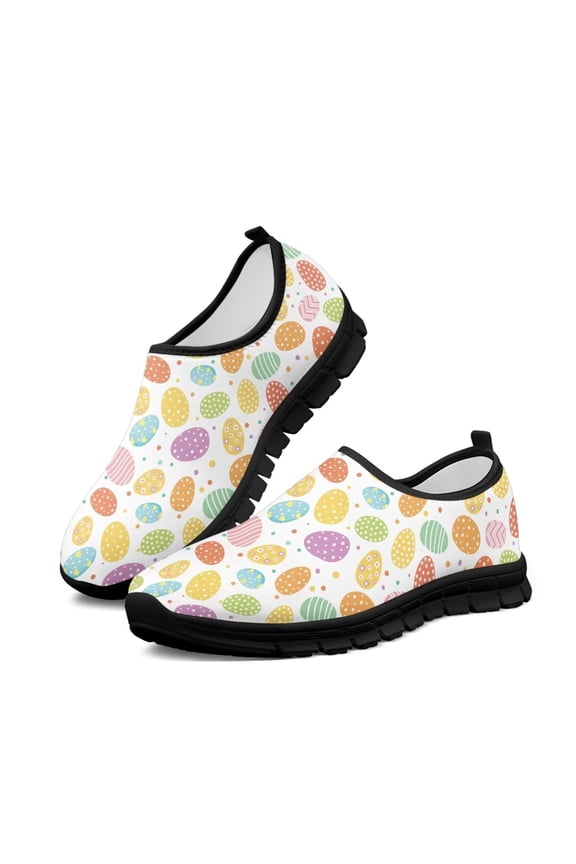 Easter Eggs Printed Sneakers Women's Slip on Anti-Slip Breathable Walking Shoes Size 5.5-11.5
