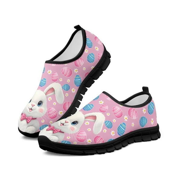 Psesaysky Easter Rabbits Casual Shoes for Ladies Girls Slip on Sneakers Light Comfortable Loafers Size 5.5-11.5