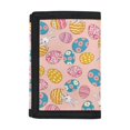 thumbnail image 1 of Psesaysky Easter Trifold Card Wallet Featuring Bunny Eggs Pattern, Waterproof Polyester Kids Pouch for Daily Use Outdoor Sports, 1 of 6