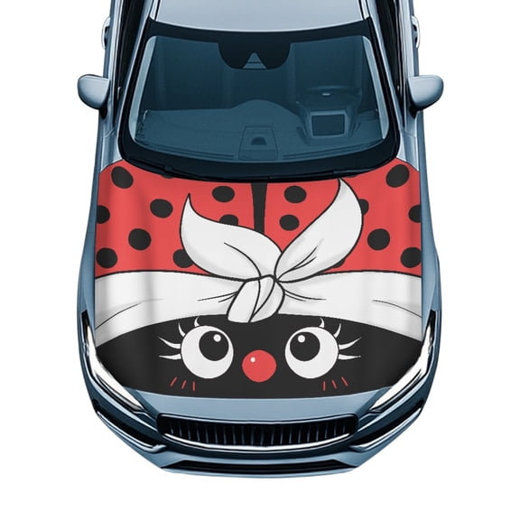 Psesaysky Easy to Install Hood Cover for Auto Stretch Fabric 39.37x59.05 in Engine Bonnet Protector Ladybug Bow