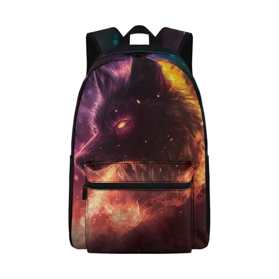 Psesaysky Fiery Galaxy Wolf Children School Backpack Soccer Pattern Book Bags for Traveling