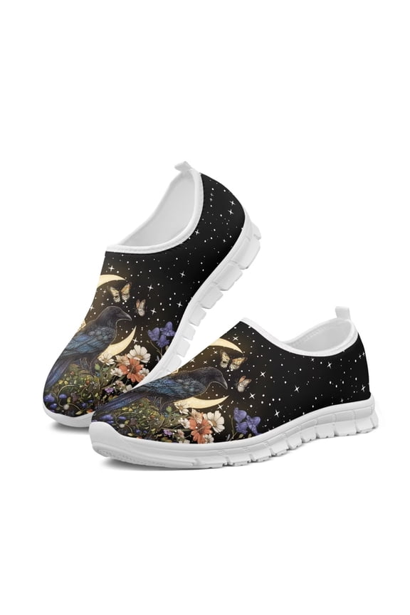 Floral Birds Printed Casual Shoes for Women Light Breathable Durable Loafers for Women Size 5.5-11.5