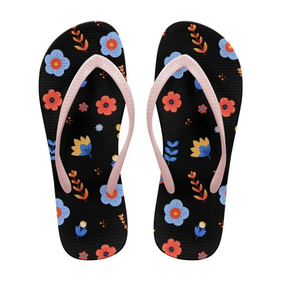 Psesaysky Floral Sandals for Women Ladies Convenient Comfortable Durable Black House Flip-Flops Beach Bathroom Sandals